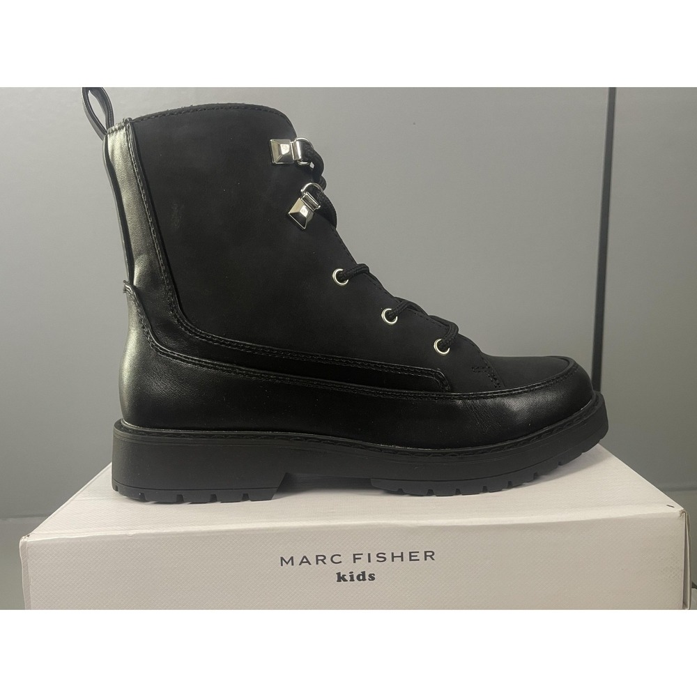 Marc Fisher Boots Kids Size 2 Black Jade Emma Combat Ankle Lace Up Zip Winter